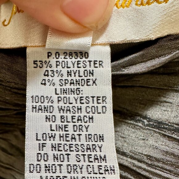 Jeanne Alexander Women's Ruched Crinkle Midi Dress Size 12 Metallic Silver - Picture 7 of 16